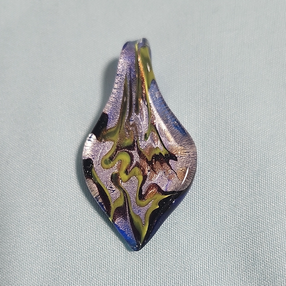 Artistic Glass Pendant in Purple and Yellow